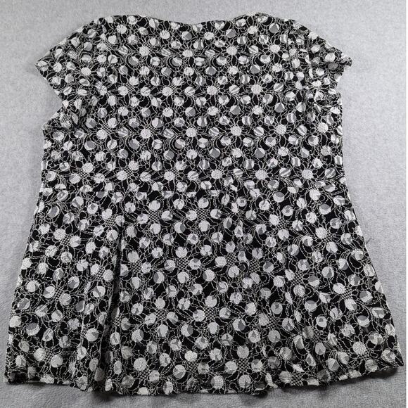 Susan Graver Women Top 3X Polka Dot Lace Overlay Swing Tunic Stretch Popover - Picture 5 of 10